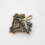 18th Century Iberian 9ct Gold & Silver Old-Cut Diamond Floral Brooch Antique c1780