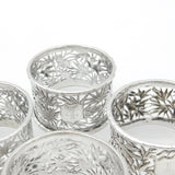 Luen Wo Shanghai Chinese Sterling Silver Set of 4 Numbered Napkin Rings c1890