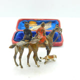 Victorian Cold Painted Small Bronze Hunting Scene Sculpture With Hound c1880