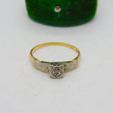 Victorian 18ct Yellow Gold & 0.1ct Diamond Solitaire Ring Antique c1890