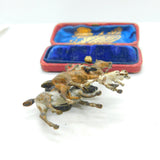 Victorian Cold Painted Small Bronze Hunting Scene Sculpture With Hound c1880
