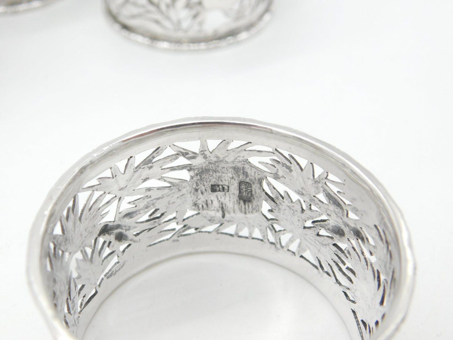 Luen Wo Shanghai Chinese Sterling Silver Set of 4 Numbered Napkin Rings c1890