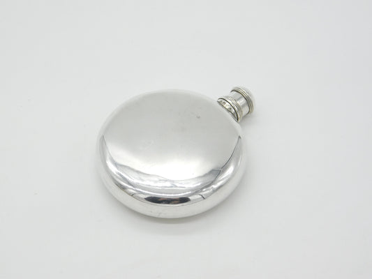 Victorian Sterling Silver Circular Spirit Hip Flask Antique c1880 London