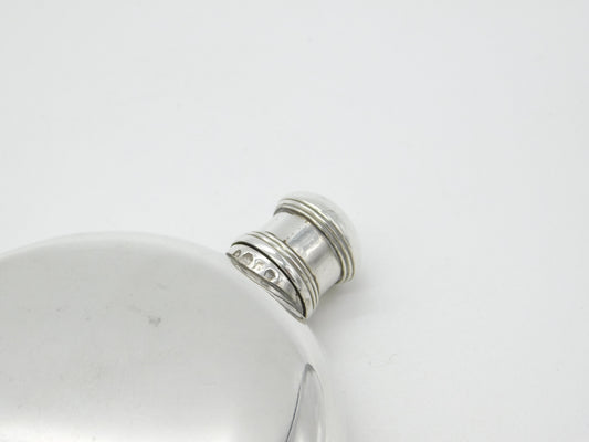 Victorian Sterling Silver Circular Spirit Hip Flask Antique c1880 London