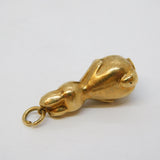 9ct Yellow Gold Bunny Rabbit with Carrot Charm Pendant Vintage 1974 Birmingham