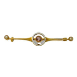 Edwardian 15ct Gold, White Enamel, Tourmaline & Pearl Target Brooch Antique c1910