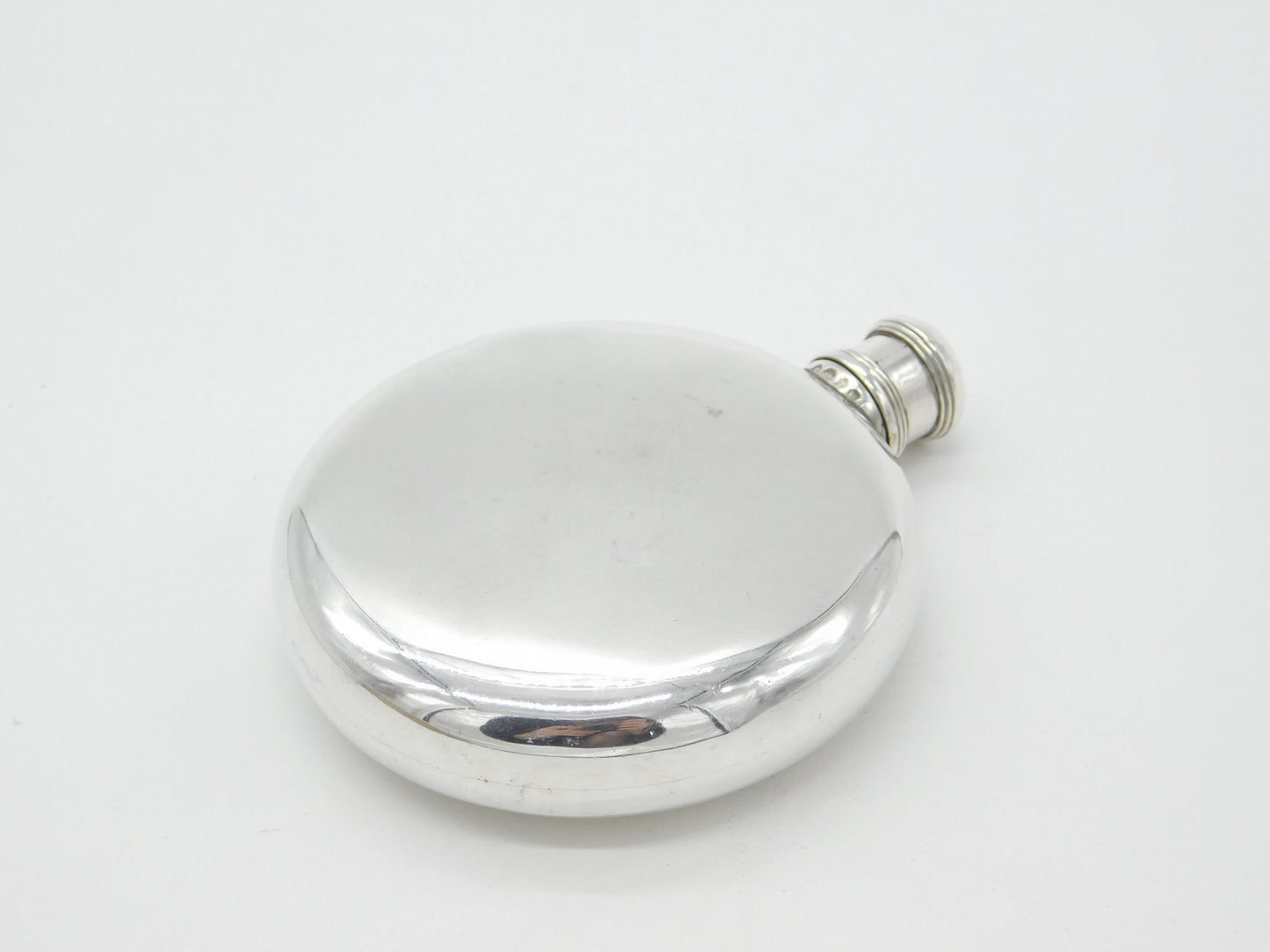 Victorian Sterling Silver Circular Spirit Hip Flask Antique c1880 London