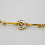 Edwardian 15ct Gold, White Enamel, Tourmaline & Pearl Target Brooch Antique c1910