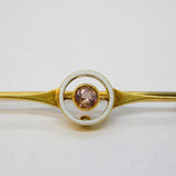 Edwardian 15ct Gold, White Enamel, Tourmaline & Pearl Target Brooch Antique c1910
