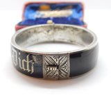 Austrian .800 Silver & Black Enamel 'Gott Schutze Dich' May God Bless You Mourning Bangle Antique c1925