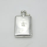 Sterling Silver Monogram Spirit Hip Flask 1921 Birmingham Antique