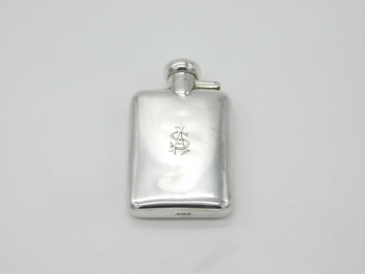 Sterling Silver Monogram Spirit Hip Flask 1921 Birmingham Antique