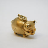 9ct Yellow Gold Fat Pig Piggy Charm Pendant Vintage 1973 Birmingham