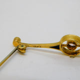 Edwardian 15ct Gold, White Enamel, Tourmaline & Pearl Target Brooch Antique c1910