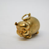 9ct Yellow Gold Fat Pig Piggy Charm Pendant Vintage 1973 Birmingham