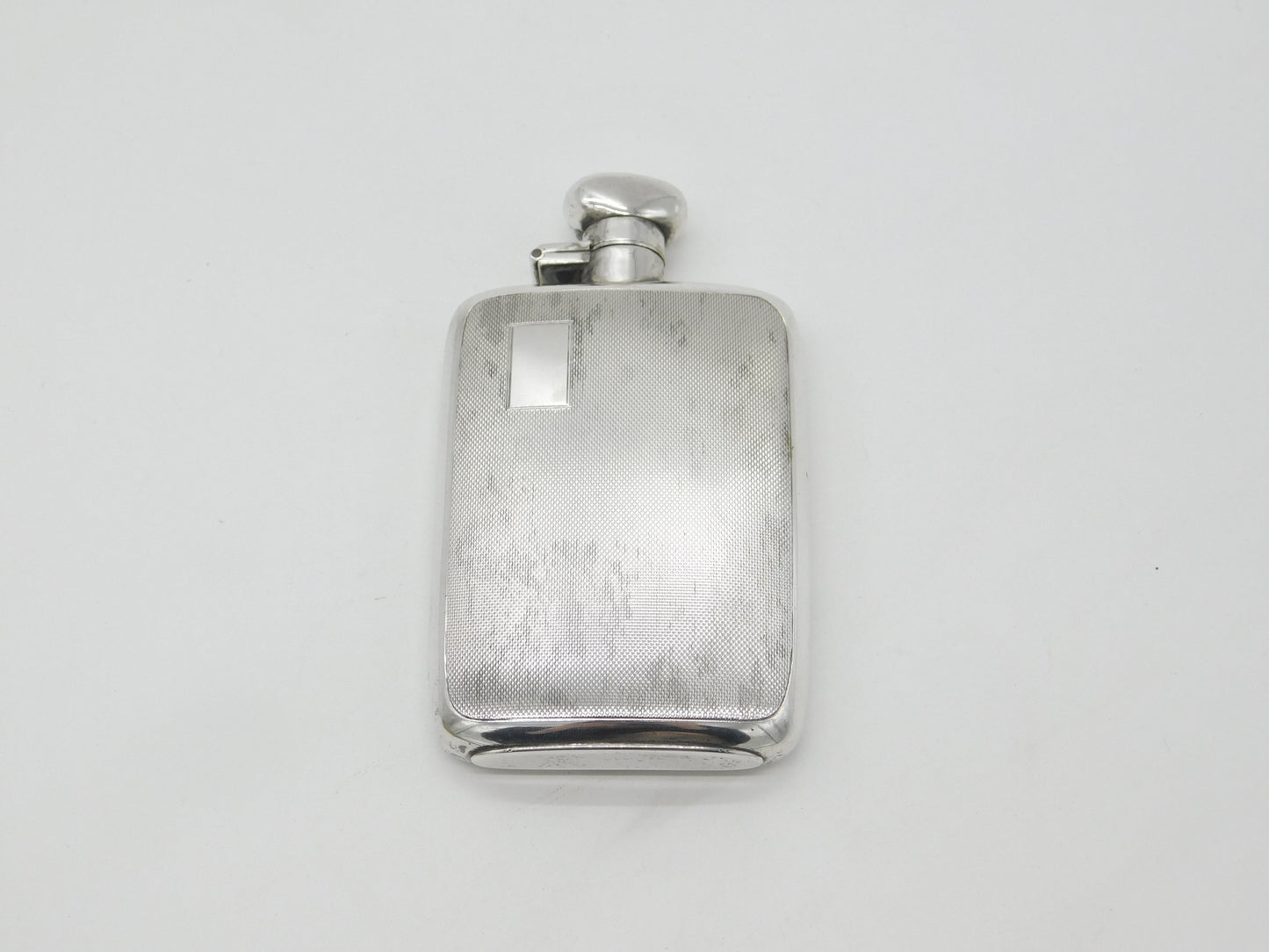 Sterling Silver Engine Turned Spirit Hip Flask Chester 1937 Hubert Hall Antique