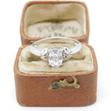 9ct White Gold Ice Zircon & Pink Sapphire Solitaire Ring Vintage c2000