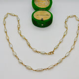 9ct Yellow Gold & Cultured Pearl Dress Necklace Vintage c1970 50cm Length