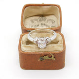 9ct White Gold Ice Zircon & Pink Sapphire Solitaire Ring Vintage c2000