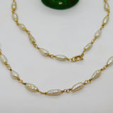 9ct Yellow Gold & Cultured Pearl Dress Necklace Vintage c1970 50cm Length