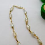 9ct Yellow Gold & Cultured Pearl Dress Necklace Vintage c1970 50cm Length