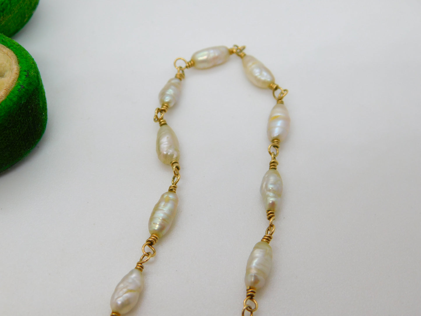 9ct Yellow Gold & Cultured Pearl Dress Necklace Vintage c1970 50cm Length