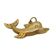 9ct Yellow Gold Happy Dolphin Charm Pendant Vintage 1973 Birmingham