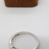 9ct White Gold Ice Zircon & Pink Sapphire Solitaire Ring Vintage c2000