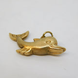 9ct Yellow Gold Happy Dolphin Charm Pendant Vintage 1973 Birmingham