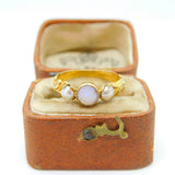 Victorian 18ct Yellow Gold Opal & Pearl Floral Band Ring c1840 Antique