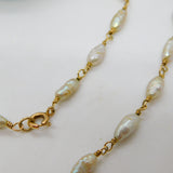 9ct Yellow Gold & Cultured Pearl Dress Necklace Vintage c1970 50cm Length