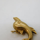 9ct Yellow Gold Happy Dolphin Charm Pendant Vintage 1973 Birmingham
