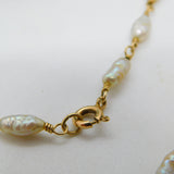 9ct Yellow Gold & Cultured Pearl Dress Necklace Vintage c1970 50cm Length