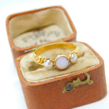 Victorian 18ct Yellow Gold Opal & Pearl Floral Band Ring c1840 Antique