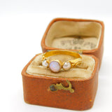 Victorian 18ct Yellow Gold Opal & Pearl Floral Band Ring c1840 Antique