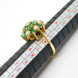 9ct Yellow Gold, Emerald & Opal Floral Cluster Ring Vintage 1972 London