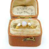 Victorian 18ct Yellow Gold Opal & Pearl Floral Band Ring c1840 Antique