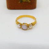 Victorian 18ct Yellow Gold Opal & Pearl Floral Band Ring c1840 Antique