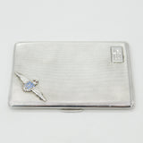 WWII Sterling Silver Engine Turned Enamel RAF Cigarette Case 1940 Birmingham