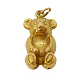 9ct Yellow Gold Teddy Bear Charm Pendant Vintage 1973 London