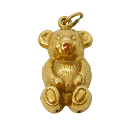 9ct Yellow Gold Teddy Bear Charm Pendant Vintage 1973 London