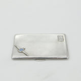 WWII Sterling Silver Engine Turned Enamel RAF Cigarette Case 1940 Birmingham