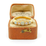 18ct Yellow Gold 0.2ct Diamond & Opal Victorian Style Five Stone Ring Vintage