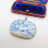 Sterling Silver Mounted Chinese Qing Dynasty Ceramic Pendant Antique