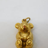 9ct Yellow Gold Teddy Bear Charm Pendant Vintage 1973 London