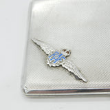 WWII Sterling Silver Engine Turned Enamel RAF Cigarette Case 1940 Birmingham