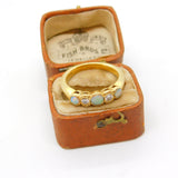 18ct Yellow Gold 0.2ct Diamond & Opal Victorian Style Five Stone Ring Vintage