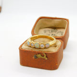 18ct Yellow Gold 0.2ct Diamond & Opal Victorian Style Five Stone Ring Vintage