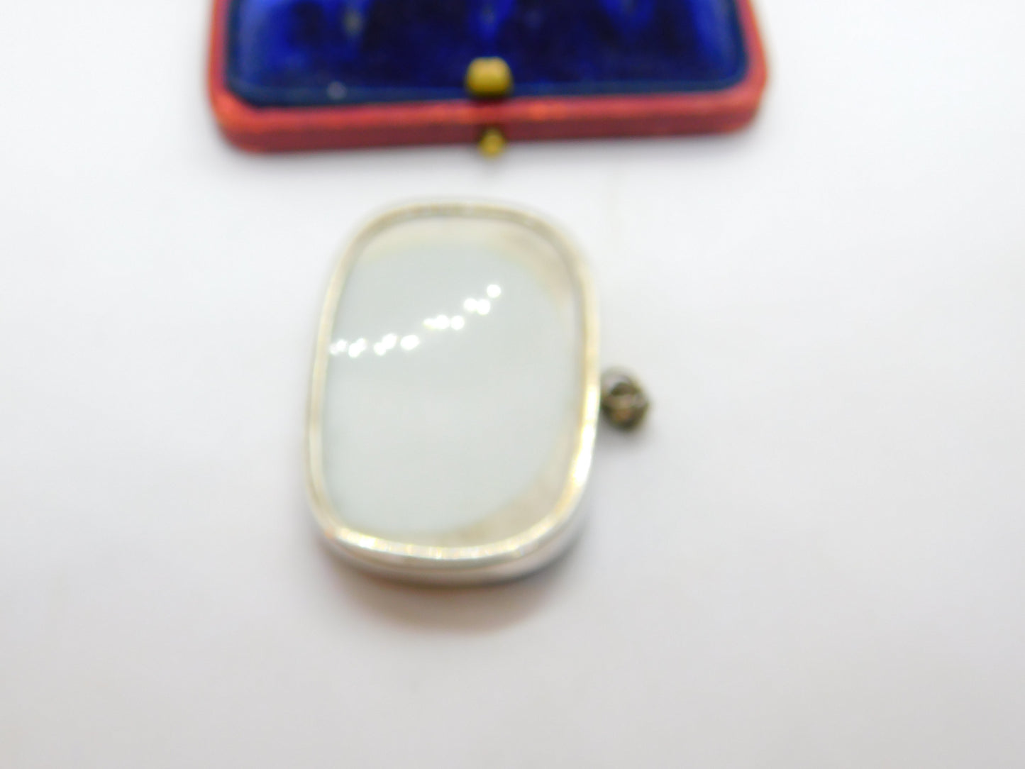 Sterling Silver Mounted Chinese Qing Dynasty Ceramic Pendant Antique