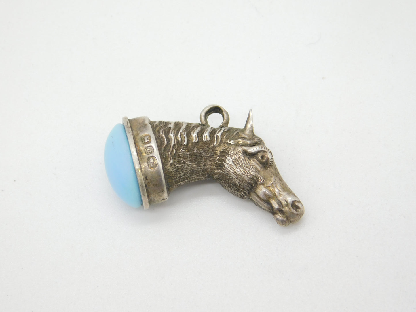 Victorian Sterling Silver Horse Form Fob Pendant Antique 1876 Birmingham